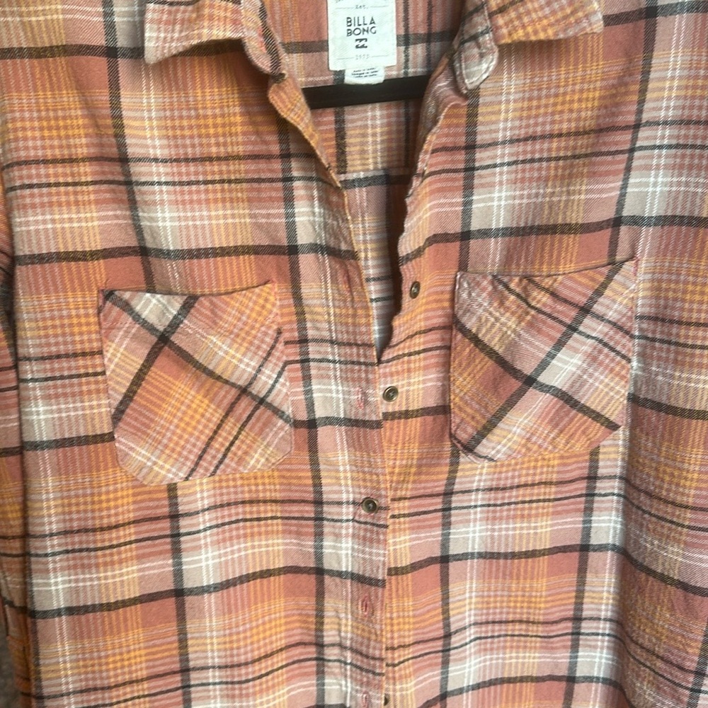 Billabong Orange and Black Button Down Shirt